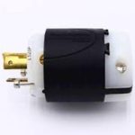 Legrand PSL520P Pass And Seymour 20 Amp 125V Plug Black Back White Front Body