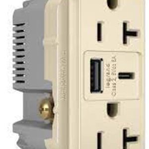 Legrand TR15HUSBAC6I Pass And Seymour 15A 125V Hospital Grade Tamper-Resistant Receptacle And USBA And USBC Fast Charge Ivory
