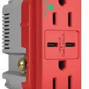 Legrand TR15HUSBCC6RED Pass And Seymour 15A 125V Hospital Grade Tamper-Resistant Receptacle And 2 USBC Fast Charge Red