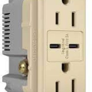 Legrand TR15HUSBCC6I Pass And Seymour 15A 125V Hospital Grade Tamper-Resistant Receptacle And 2 USBC Fast Charge Ivory