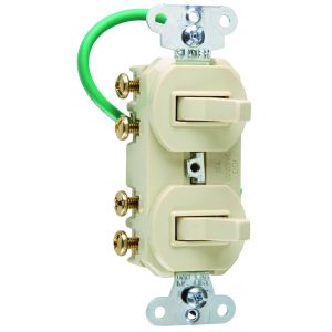 Legrand 693LAG Pass And Seymour Combination 2 Switches 3-Way 15A 120/277V Light Almond