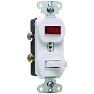 Legrand 692WG Pass And Seymour Combination Switch 1P 15A120V Pilot Light 1/25 White