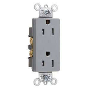 Legrand TR26252GRY Pass And Seymour Commercial Tamper-Resistant Decorator Receptacle 15A125V Back And Side Wire Gray