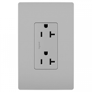 Legrand TR26352GRY Pass And Seymour Commercial Tamper-Resistant Decorator Receptacle 20A 125V Back And Side Wire Gray
