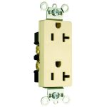 Legrand 26352I Pass And Seymour Decorator Receptacle 20A 125V Side And Back Wire Ivory