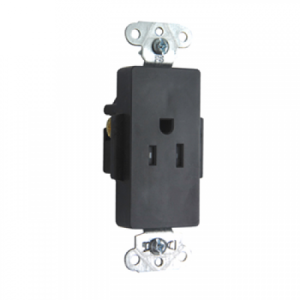 Legrand TR26261BK Pass And Seymour Decorator Receptacle Single Tamper-Resistant 15A/125V Black