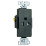 Legrand TR26361BK Pass And Seymour Decorator Receptacle Single Tamper-Resistant 20A/125V Black