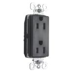 Legrand PTTR26262BK Pass And Seymour Duplex Decorator Receptacle Tamper-Resistant 15A 125V Black