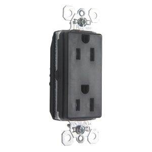 Legrand PTTR26262BK Pass And Seymour Duplex Decorator Receptacle Tamper-Resistant 15A 125V Black
