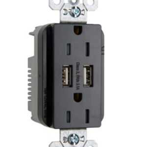 Legrand TR5262USBBK Pass And Seymour Duplex Receptacle 15A Tamper-Resistant Spec With 3.1A USB Charge Black