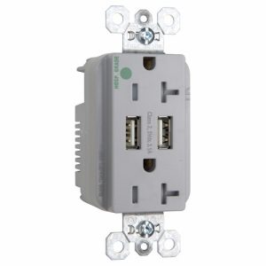 Legrand TR8300HUSBGRY Pass And Seymour Duplex Receptacle 20A Tamper-Resistant Hospital Grade With 3.1 USB Charge Gray