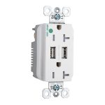 Legrand TR8300HUSBW Pass And Seymour Duplex Receptacle 20A Tamper-Resistant Hospital Grade With 3.1A USB Charge White