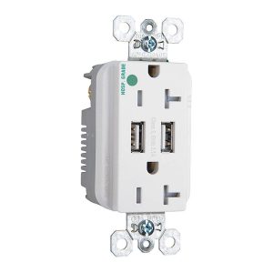 Legrand TR8300HUSBW Pass And Seymour Duplex Receptacle 20A Tamper-Resistant Hospital Grade With 3.1A USB Charge White