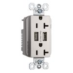 Legrand TR5362USBNI Pass And Seymour Duplex Receptacle 20A Tamper-Resistant Spec With 3.1A USB Charge Nickel