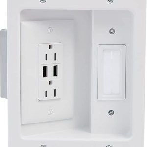Legrand HT21USBWHV1 Pass And Seymour Flat Panel Recessed Wall Plate With USB White