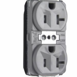 Legrand PTTR5362GRY Pass And Seymour Duplex Receptacle Tamper-Resistant 20A 125V Gray