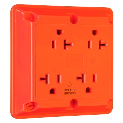 Legrand IG420 Pass And Seymour Isolated Ground Quad Receptacle 20A 125V Orange