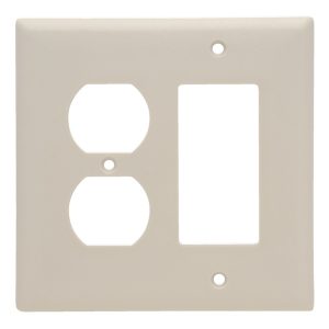 Legrand SPJ826LA Pass And Seymour Junior Jumbo Plate 2-Gang 1 Duplex 1 Decorator Light Almond