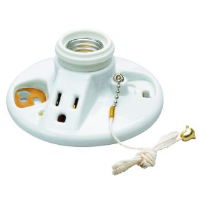 Legrand 288 Pass And Seymour Light Almond Lamp Holder With Receptacle Porcelain 250W 125V