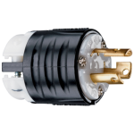 Legrand PSL515P Pass And Seymour Locking Plug Black Back White Front Body 15 Amp 125V 2-Pole 3 Wire