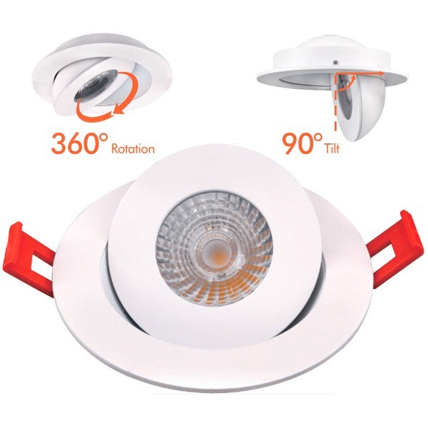 Lotus LED-2-S5W-5CCT-FG-WH 2" Round Floating Gimbal Recessed LED 5W 5CCT 2700K to 5000K White Damp Type IC Air-Tight CRI 90+