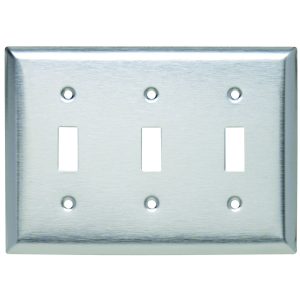 Legrand SL3 Pass And Seymour Plate SS430 3-Gang 3 Toggle Without Line