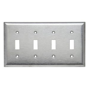 Legrand SL4 Pass And Seymour Plate SS430 4-Gang 4 Toggle Without Line