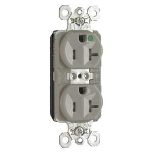 Legrand PTTR8300GRY Pass And Seymour PlugTail Duplex Receptacle Hospital Grade Tamper-Resistant 20A/125V