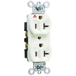 Legrand PTIG5362W Pass And Seymour PlugTail Isolated Ground Duplex Receptacle Corrosion-Resistant 20A/125V White