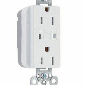 Legrand PTTR5262WSP Pass And Seymour PlugTail Surge Protective Duplex Receptacle Tamper-Resistant 15A/125V Alarm White
