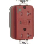 Legrand PTTR8300REDSP Pass And Seymour PlugTail Hospital Grade Surge Protective Duplex Receptacle 20A/125V Alarm Red