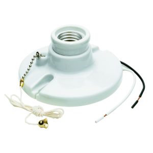 Legrand 29816C2 Pass And Seymour Porcelain Pull Chain Lamp Holder Wire Leads