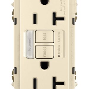 Legrand 2097NTLTRLA Pass And Seymour Radiant Self-Test Tamper-Resistant Receptacle/Nightlight GFI 20A Light Almond