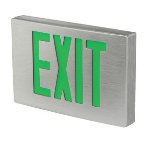 Profusion LED KXTEU3GAWEMSDT Universal Green Letters Die-Cast Aluminum Exit Sign w/ Self Diagnostics Battery Backup
