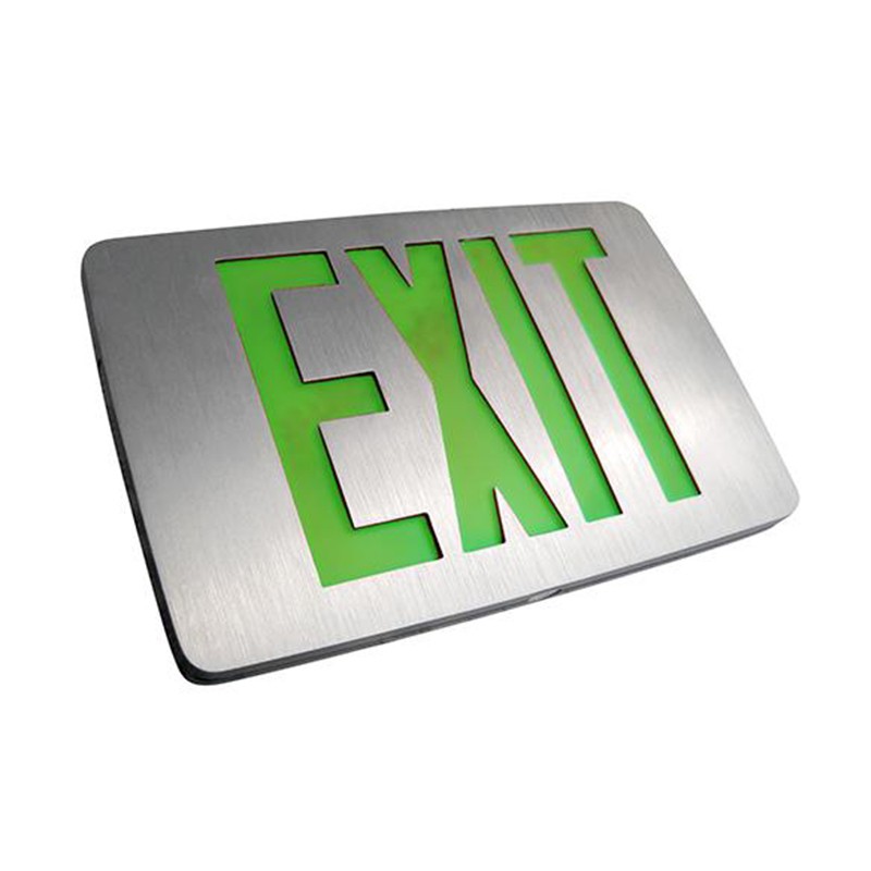 Profusion LED KZXTEU2GWEM Double Face Green Letters Thin Die-Cast Aluminum Exit Sign w/ Battery Backup