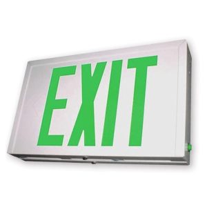 Profusion LED SXTEU2GWEM Universal Green Housing Red Letters Steel Exit Sign w/ Battery Backup