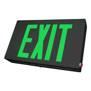 Profusion LED SXTEU2GBEM Universal Black Housing Green Letters Steel Exit Sign w/ Battery Backup