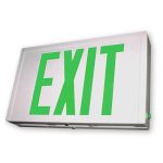 Profusion LED SXTEU2GWEMSDT Universal White Housing Green Letters Steel Exit Sign w/ SDT Battery Backup