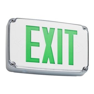 Profusion LED WLEZXTEU1GW2C Compact Wet Location Single Face Green Letters Dual Circuit Polycarbonate Exit Sign