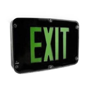 Profusion LED WLEZXTEU2GB2C Compact Wet Location Dual Circuit Double Face Green Letters Polycarbonate Exit Sign