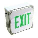 Profusion LED WLXTEGEM Wet Location Single Face Green Letters Thermoplastic Exit Sign w/ Battery Backup