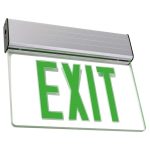 Profusion LED ELXTEU1GMAEM Mirror Panel Single Face Green Letters Edgelit Aluminum Exit Sign w/ Battery Backup