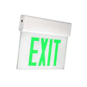 Profusion LED ELXTEU1GWWEM White Panel Single Face Green Letters Edgelit Aluminum Exit Sign w/ Battery Backup