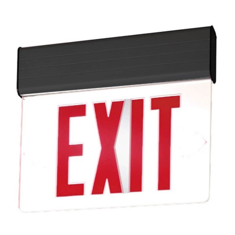 Profusion LED ELXTEU1RWB2C-120V White Panel Dual Circuit Single Face Red Letters Edgelit Aluminum Exit Sign