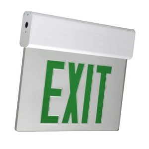 Profusion LED ELXTEU1GCW2C-277V Clear Panel Dual Circuit Single Face Green Letters Edgelit Aluminum Exit Sign