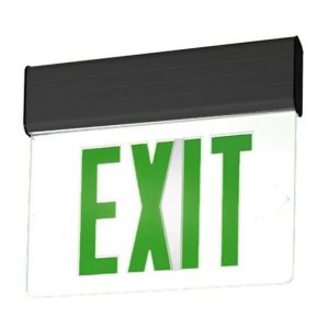 Profusion LED ELXTEU1GMB-SPV Mirror Panel 208/220/240V Single Face Green Letters Edgelit Aluminum Exit Sign