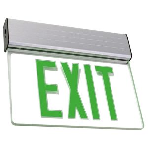 Profusion LED ELXTEU2GWAEM-SDT White Panel Double Face Green Letters Edgelit Aluminum Exit Sign w/ SDT Battery Backup