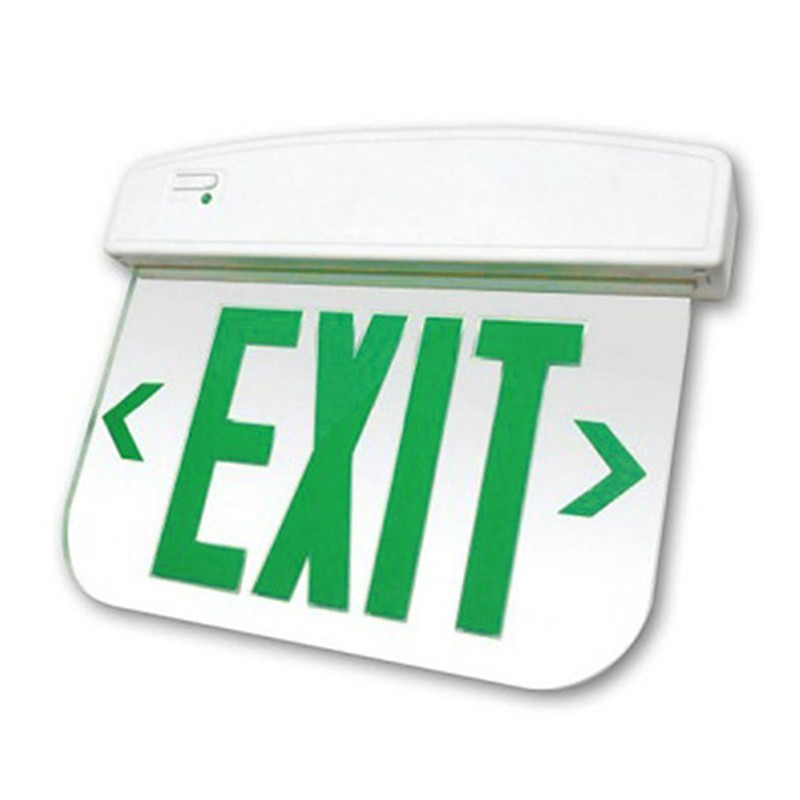 Profusion LED PLELRXTEU1GMB2CSPV Single Face Green Letters Dual Circuit 208/220/240V Edgelit Thermoplastic Exit Sign