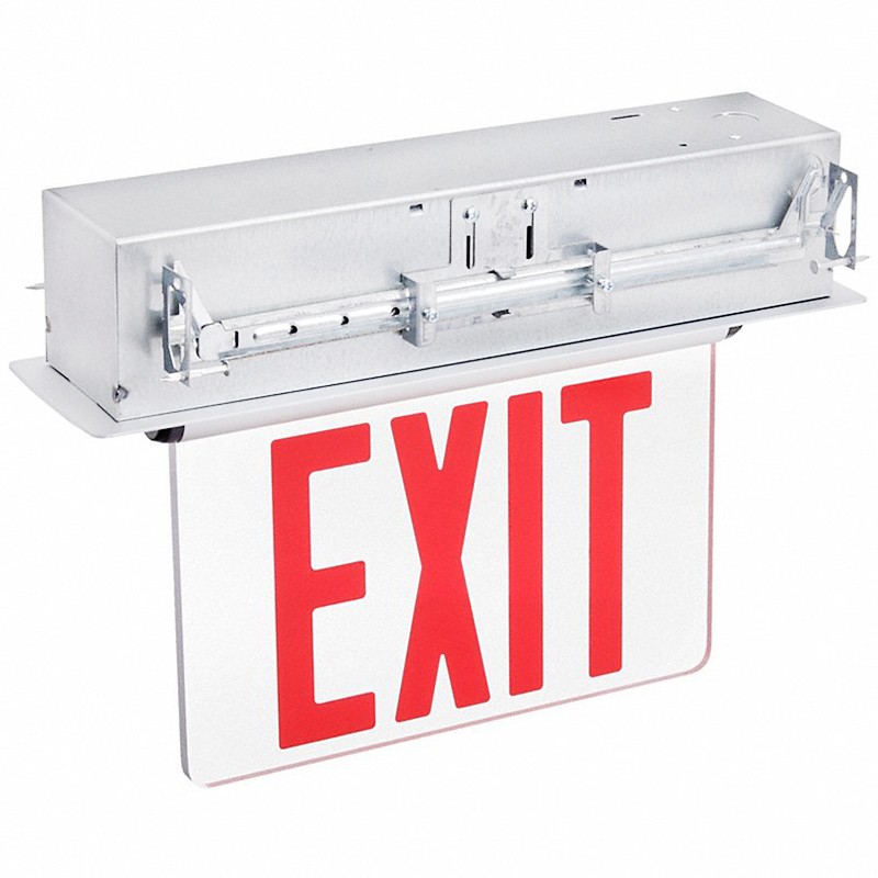 Profusion LED RELZXTE1RMW2C-120V Single Face, Red Letters, Dual Circuit 120V Input Recessed Edgelit Aluminum Exit Sign