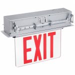 Profusion LED RELZXTE1RMA2C-277V Single Face, Red Letters, Dual Circuit 277V Input Recessed Edgelit Aluminum Exit Sign